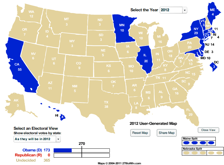Obama above 50% in just 11 states