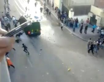 Speeding Police Truck Runs Over Egyptian Protesters