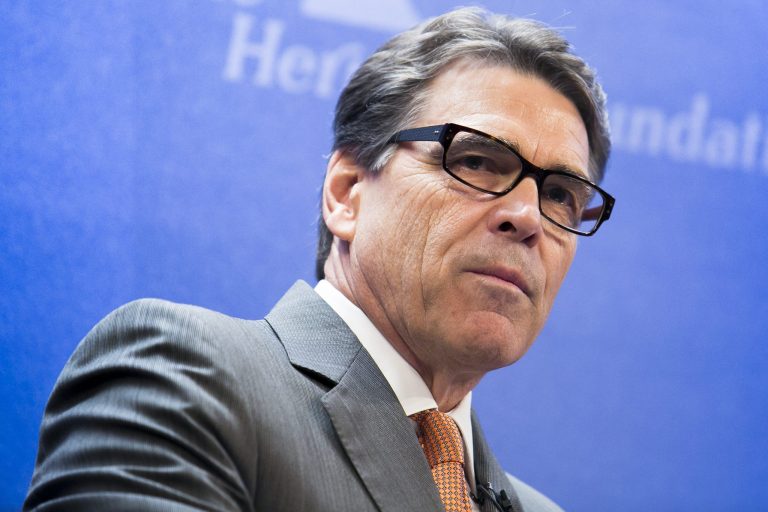 Texas Gov. Rick Perry speaks at the Heritage Foundation in Washington, Thursday, about the deadly ISIS terrorist regime in Iraq. (Graeme Jennings/Examiner)