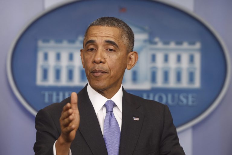FILE - In this Nov. 14, 2013 file photo, President Barack Obama speaks about his signature health care law in the Brady Press Briefing Room at the White House in Washington. Throughout the president's first four years in office, he prided himself on his ability to bounce back when much of Washington thought his presidency was in peril. But the political challenge posed by Obama's disastrous health care rollout is far greater than those he overcame during the nasty debt ceiling fight with Republicans, his stumbling campaign debate or even the painful recession. This time, the president is fighting to regain trust and credibility with the American people, the very factors that helped keep him afloat during those earlier battles. (AP Photo/Charles Dharapak, File)