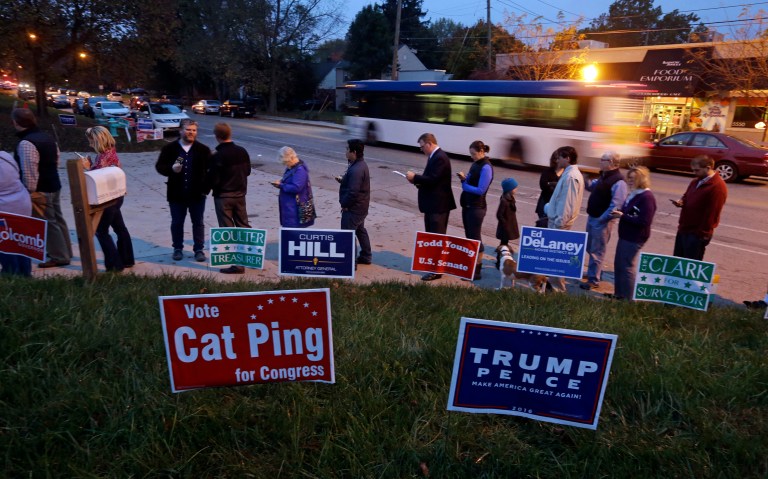 In the heartland, Trump is vastly overperforming the GOP norm in rural, white, working-class counties. (AP Photo/Michael Conroy)