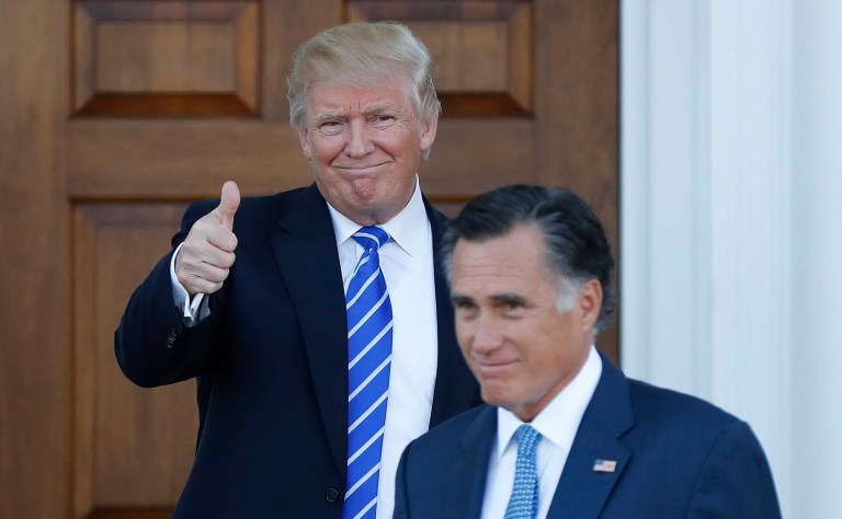Early riders of the Trump Train don't want to let Mitt Romney onboard as secretary of state. (AP Photo/Carolyn Kaster)