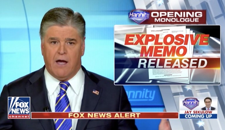 Sean Hannity on his Fox News program Friday, once again, said special counsel Robert Mueller's team investigating Russian interference in the 2016 election should be disbanded. (screenshot)
