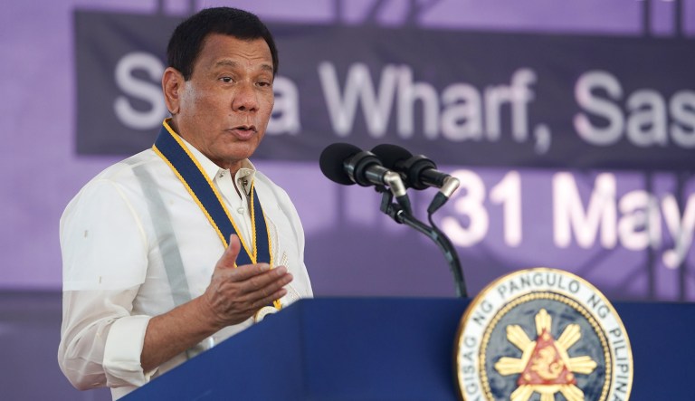 Philippine President Rodrigo Duterte slammed Chelsea Clinton on Wednesday and invoked her father's affair with White House intern Monica Lewinsky after Clinton criticized him for a joke Duterte made about rape. (Presidential Communications Operations Office via AP)