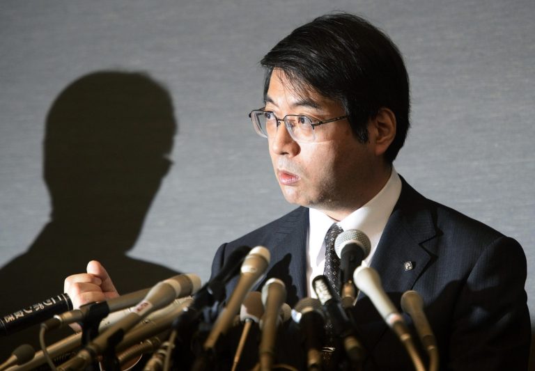 In this April 16, 2014 photo, Yoshiki Sasai, deputy chief of the RIKEN Center for Developmental Biology, speaks during a press conference in Tokyo. Police said Sasai, 52, was found Tuesday, Aug. 5, 2014, at a government science institute RIKEN in Kobe, western Japan. Sasai had supervised and co-authored stem-cell research papers that had to be retracted due to falsified contents. (AP Photo/Kyodo News) JAPAN OUT