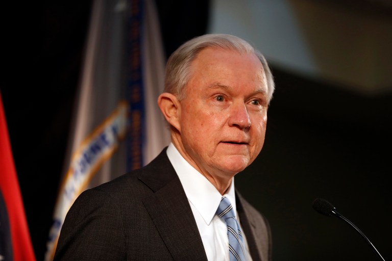 Attorney General Jeff Sessions said Friday that police around the country have been unfairly blamed for violence around the country. (AP Photo/Jeff Roberson)