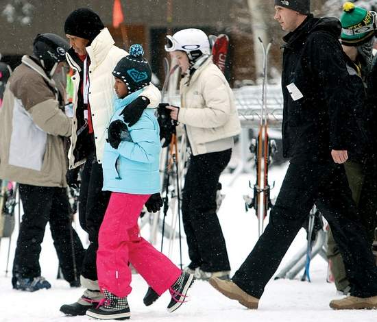 Michelle Obama and daughters in Aspen, Co. AP Photo