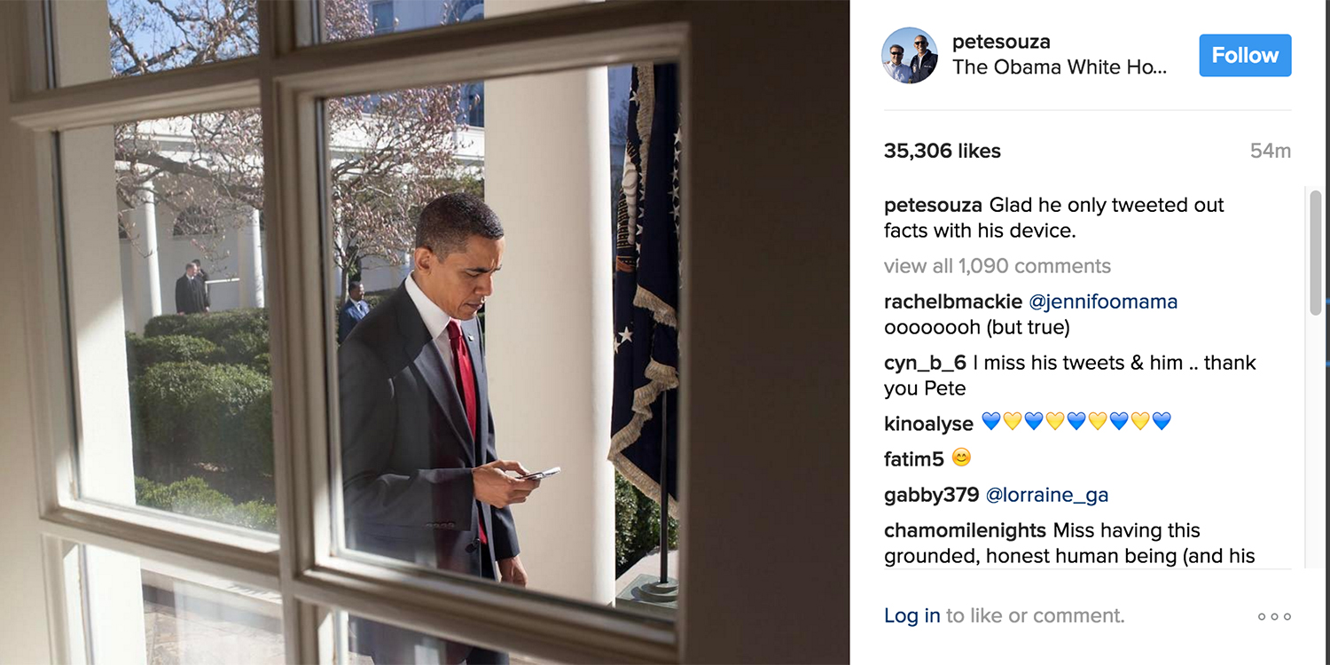 Ex-Obama White House photographer Pete Souza shades Trump on Instagram with throwback cellphone photo