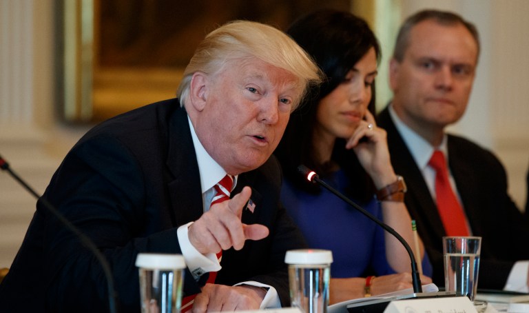 President Trump is not as concerned as Senate Republicans about passing a GOP healthcare bill by the end of next week, Sarah Sanders said. (AP Photo/Evan Vucci)