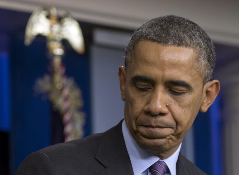 President Obama turns from the podium after speaking in the briefing room of the White House in Washington on Thursday. (AP Photo/Carolyn Kaster)