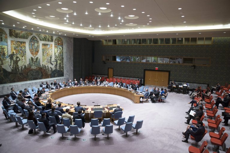 The U.N. Security Council convenes on the worsening situation in Gaza at United Nations headquarters, Monday, July 28, 2014. The U.N. Security Council called for 
