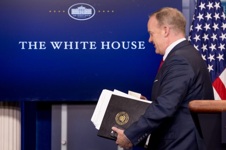 Sean Spicer resigned on Friday morning after the White House announced financier Anthony Scaramucci, a former fundraiser for Trump's campaign, as White House communications director. (AP Photo/Andrew Harnik)