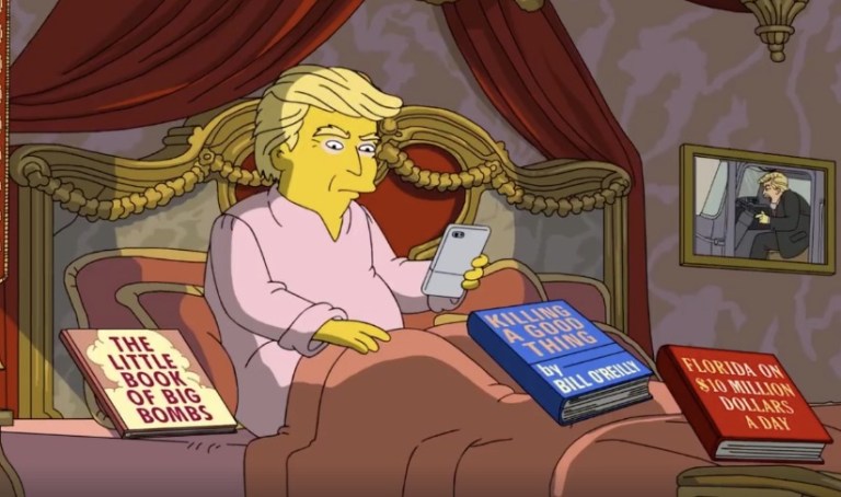 The Simpsons posted a teaser for an upcoming episode that satirized President Trump's first 100 days in office on Wednesday. (Screenshot)