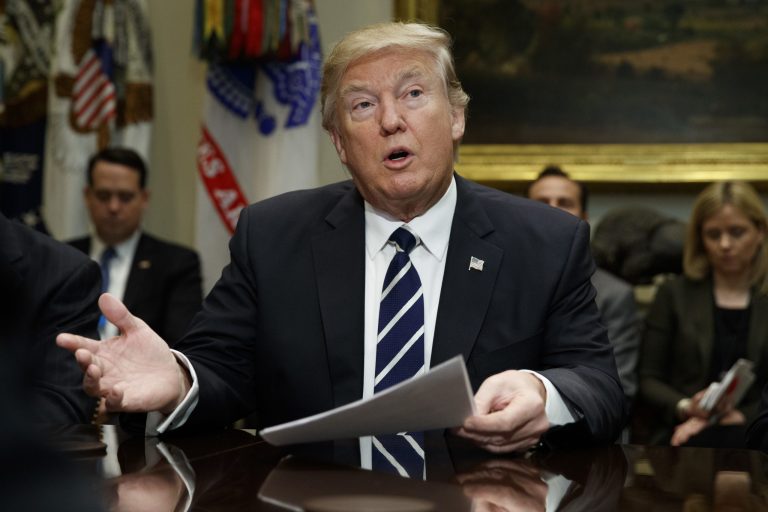President Donald Trump speaks during a meeting with pharmaceutical industry leaders in the Roosevelt Room of the White House in Washington, Tuesday, Jan. 31, 2017. (AP Photo/Evan Vucci)