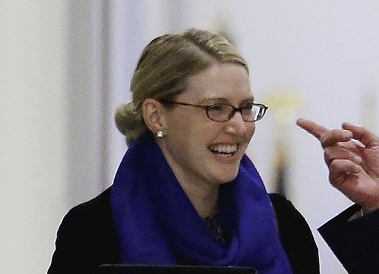 Marie Harf walks down the hallway of the Russell Senate Office Building on Capitol Hill January 22, 2013 in Washington, D.C. (Photo by Chip Somodevilla/Getty Images)