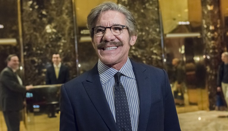 Political commentator Geraldo Rivera speaks to members of the media in the lobby of Trump Tower in New York, U.S., on Friday, Jan. 13, 2017. President-elect Donald Trump said his administration would produce a full report on hacking within the first 90 days of his presidency and accused "my political opponents and a failed spy" of making "phony allegations" against him.