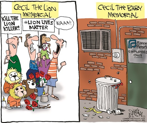 Editorial cartoon: Lion lives matter