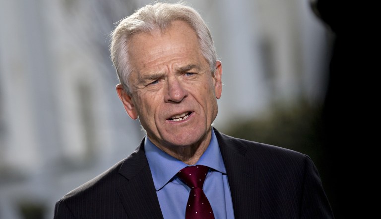 Peter Navarro, director of the National Trade Council, speaks during a Bloomberg Television interview outside the White House in Washington, D.C., U.S., on Wednesday, March 28, 2018. Navarro said the Trump administration's tariffs on China will focus on high-tech industries where Beijing wants to lead.