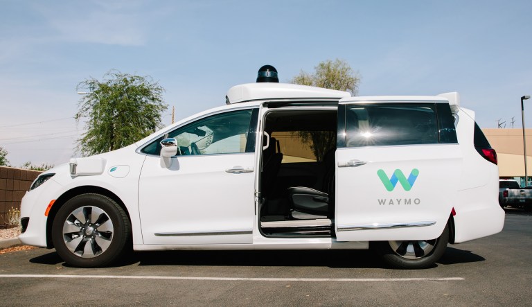 A Waymo Chrysler Pacifica autonomous vehicle sits parked in Chandler, Arizona, U.S., on Monday, July 30, 2018. 