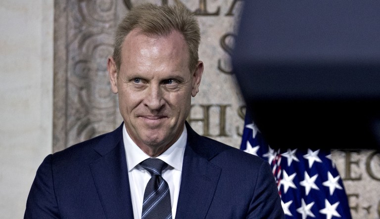 Patrick Shanahan, deputy secretary of defense, arrives to a National Space Council meeting at the National Defense University in Washington, D.C., U.S., on Tuesday, Oct. 23, 2018. The meeting is being held to discuss progress made and next steps to implement the President Trump's goal for a Space Force.