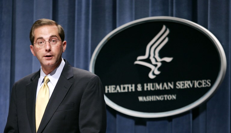 President Trump on Monday picked Alex Azar to lead the Department of Health and Human Services, drawing immediate scrutiny from Democrats who pointed out his tenure at the helm of drug maker Eli Lilly's U.S. division. (AP Photo/Evan Vucci)