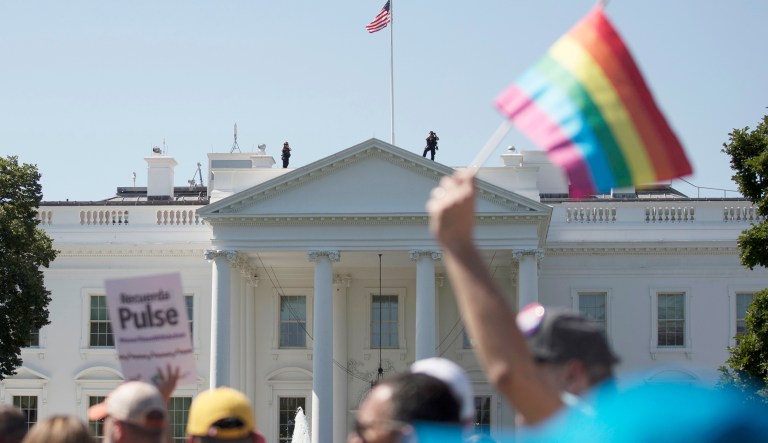 Is Trump, the first president to enter 1600 Pennsylvania Ave. accepting marriage equality, gearing up to wage a culture war against the LGBT community? (AP Photo/Carolyn Kaster)