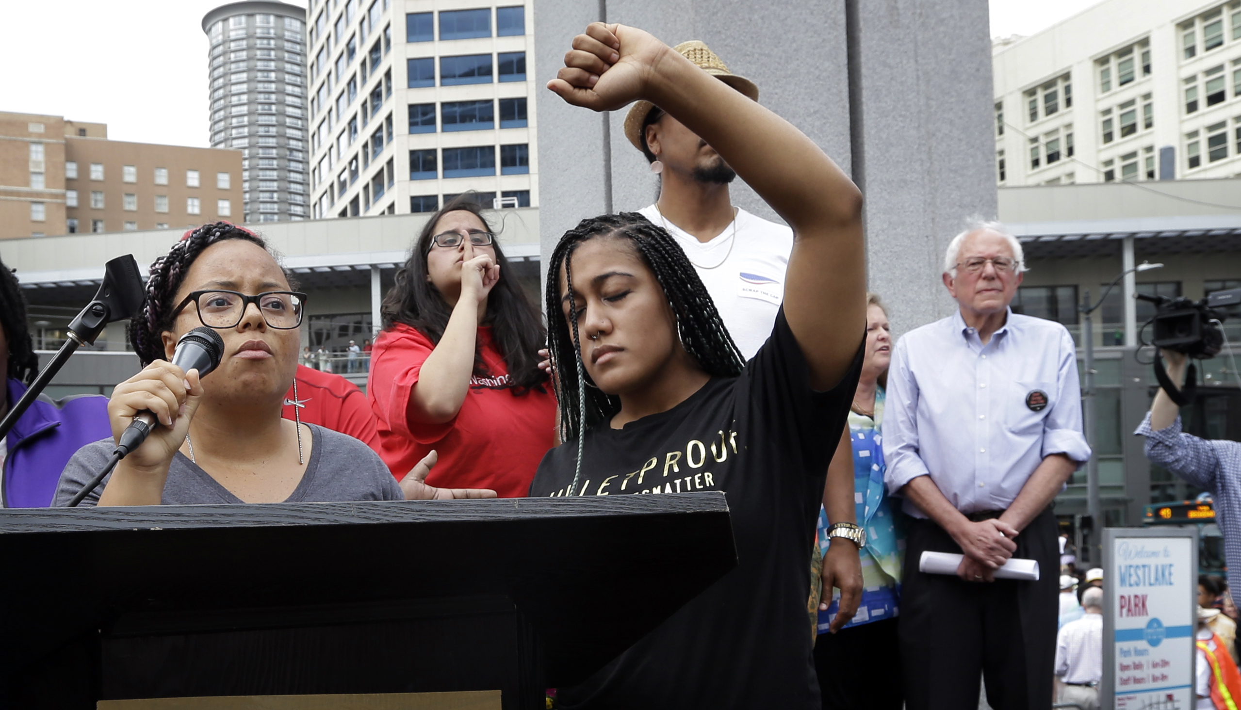 Bernie Sanders retreats before Black Lives Matter protestors