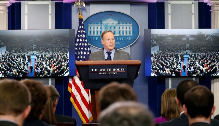 Former White House press secretary Sean Spicer regrets using his first press conference to fight media on inauguration numbers. (AP Photo/Alex Brandon, File)