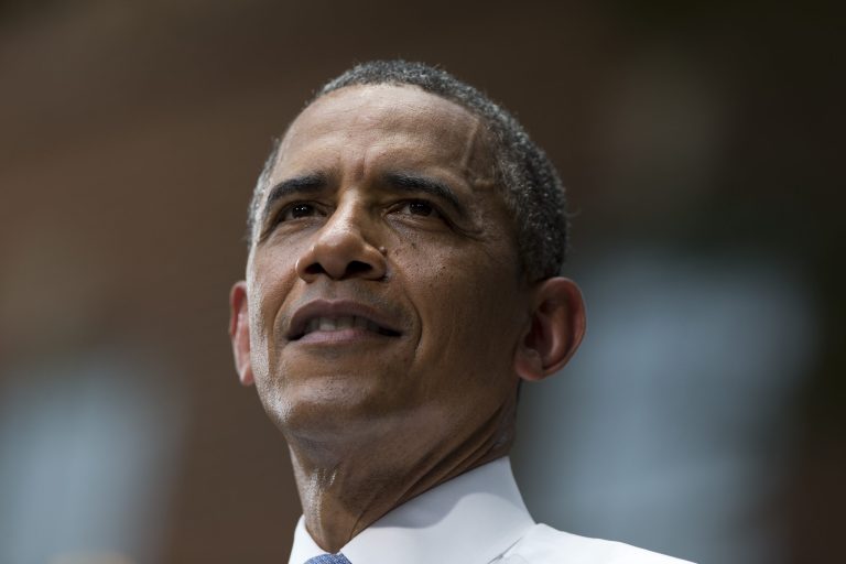 President Obama pauses during a speech on climate change at Georgetown University in Washington on June 25. (AP Photo/Evan Vucci)