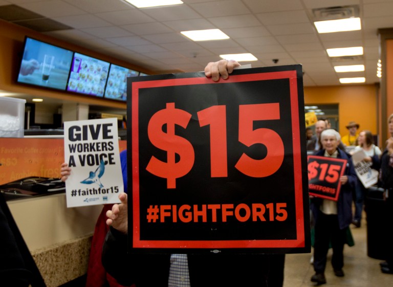 Several GOP candidates at Tuesday's debate saidÂ that they would oppose raising the federal minimum wage up from its current rate of $7.25 an hour, arguing that a higher rate would ultimately harm the poor more than help them.Â (AP Photo/Mike Groll)