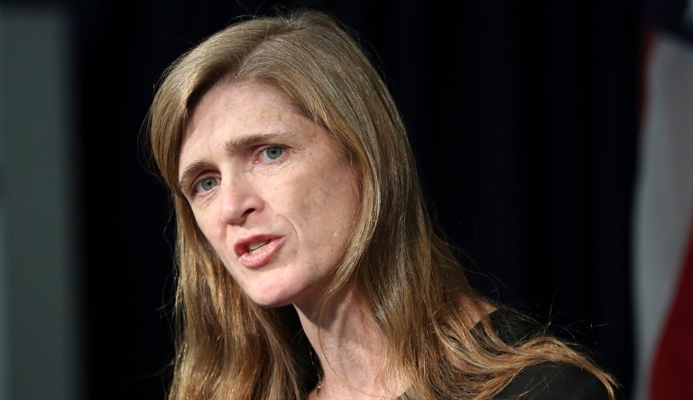 On the night of Nov. 8, 2016, Power threw a party for the 37 female diplomats at her apartment in New York City. (AP Photo/Lee Jin-man)