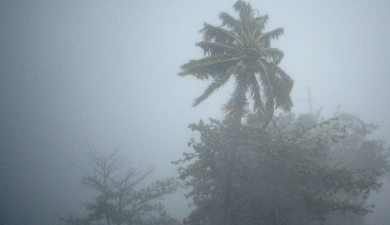 The heavy rains and wind of hurricane Irma cross through the northeastern part of the island in Fajardo, Puerto Rico, Wednesday, Sept. 6, 2017. (AP Photo/Carlos Giusti)