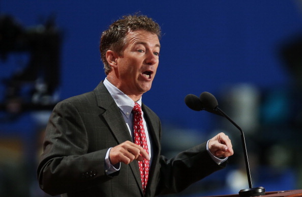 TAMPA, FL - AUGUST 29:  U.S. Sen. Rand Paul (R-KY) speaks during the third day of the Republican National Convention at the Tampa Bay Times Forum on August 29, 2012 in Tampa, Florida.  Former Massachusetts Gov. Mitt Romney was nominated as the Republican presidential candidate during the RNC, which is scheduled to conclude August 30.  (Photo by Win McNamee/Getty Images)
