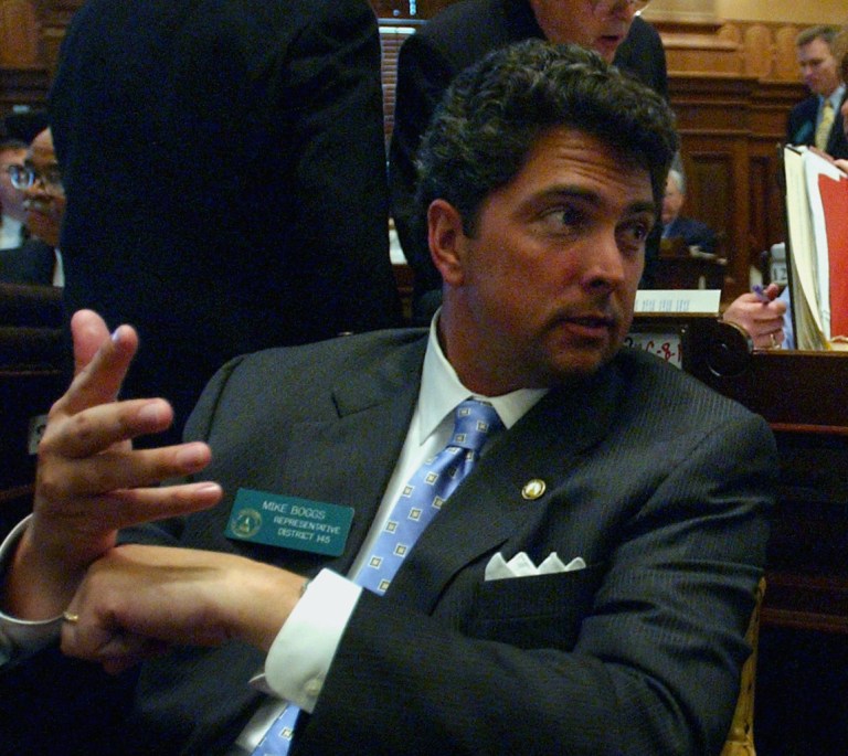 Michael Boggs, left, on the House floor, at the Capitol in Atlanta. (AP Photo/Gregory Smith)