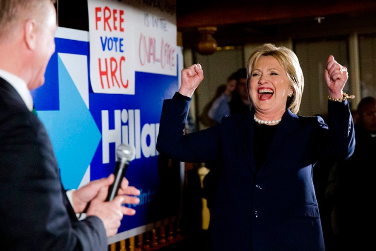 Clinton hung on to her lead at 49.84 percent with 700.47 state delegate equivalents. (AP Photo/Matt Rourke)