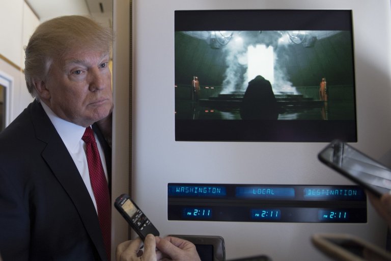 A few keen-eyed Twitter users pointed out that in the photo Trump's head appears next to Vader on the screen. (Screengrab/Twitter)