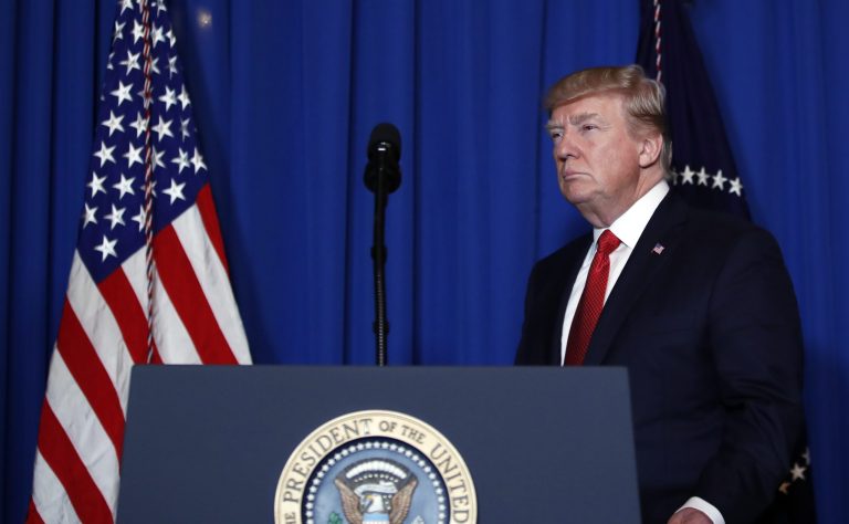 Trump congratulated the U.S. military Saturday for executing a missile strike against the Syrian government earlier this week. (AP Photo/Alex Brandon)