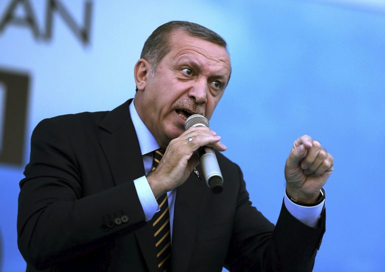 Turkish Prime Minister, Recep Tayyip Erdogan, addresses his supporters in Istanbul, Turkey, Friday, July 25, 2014. (AP Photo/Emrah Gurel)