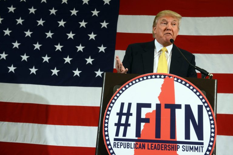 Donald Trump speaks at the First in the Nation Republican Leadership Summit April 18, 2015 in Nashua, N.H. (Photo by Darren McCollester/Getty Images)