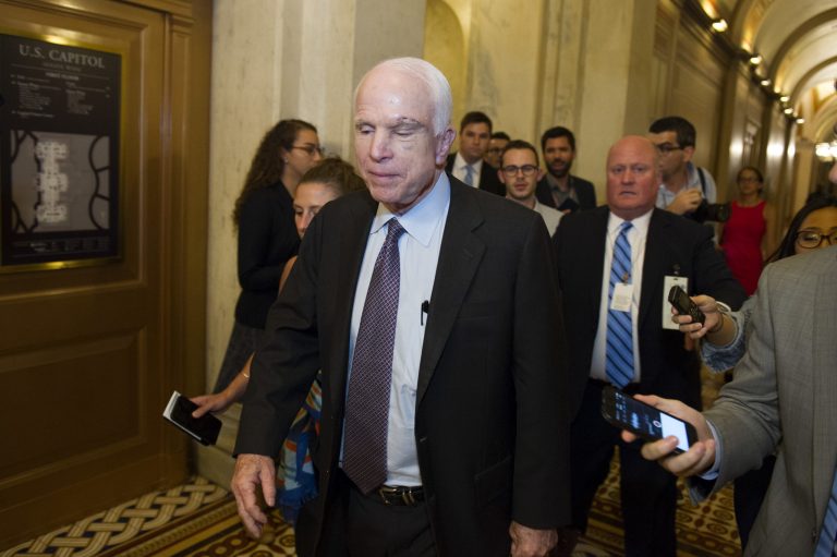 Sen. John McCain, R-Ariz., is returning home to Arizona for brain cancer treatments. (AP photo)