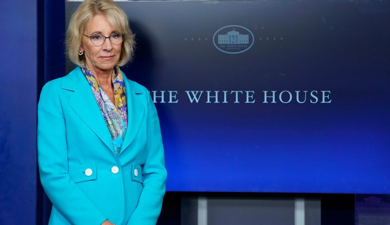 The address focused specifically on how her department will guide universities to handle investigations of sexual assault. (AP Photo/Pablo Martinez Monsivais)