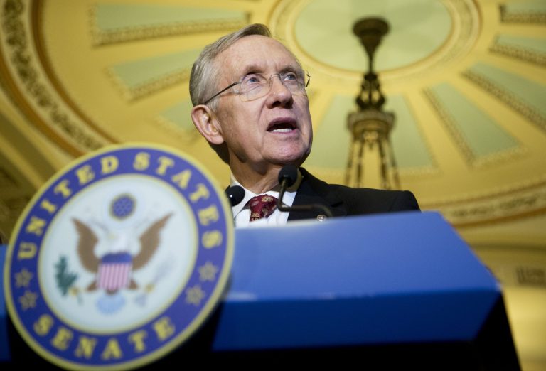 Senate Majority Leader Sen.ÃÂ HarryÃÂ Reid, D-Nev., speaks to the media on Capitol Hill in Washington on Tuesday. (AP/Manuel Balce Ceneta)