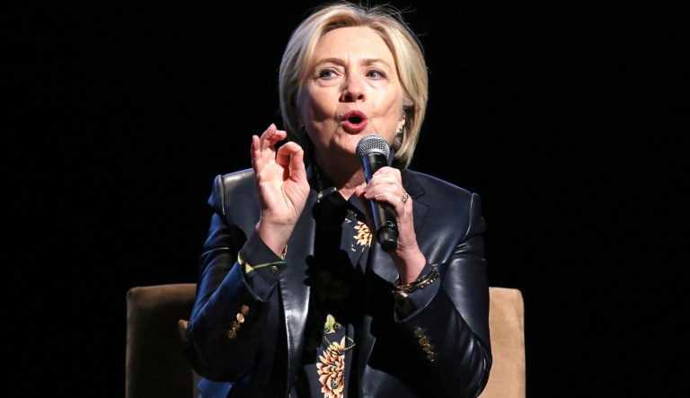 As part of a series ribbing several public figures, Vanity Fair published a one-minute video in which staffers provided six satirical New Year's resolutions for Hillary Clinton. (AP Photo/Reed Saxon)