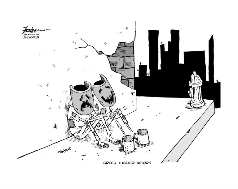 Editorial cartoons: Greek tragedy