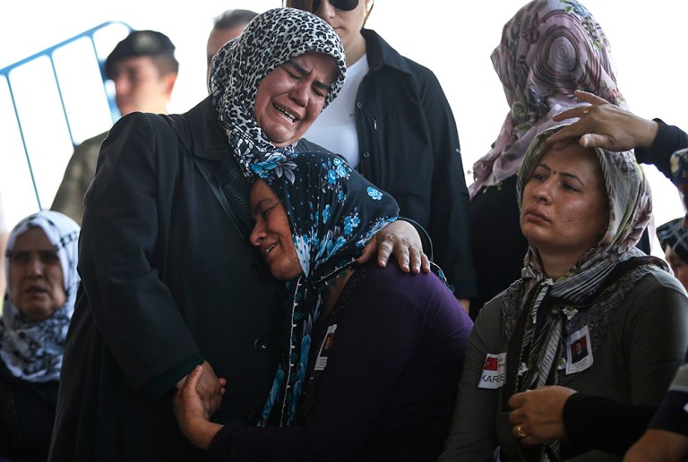 Relatives of a soldier killed by Islamic State militants in Syria cry during his funeral. The increase in CPCs is partly due to the inclusion of non-state actors like the Islamic State in Syria and Iraq. (AP Photo/Emrah Gurel)