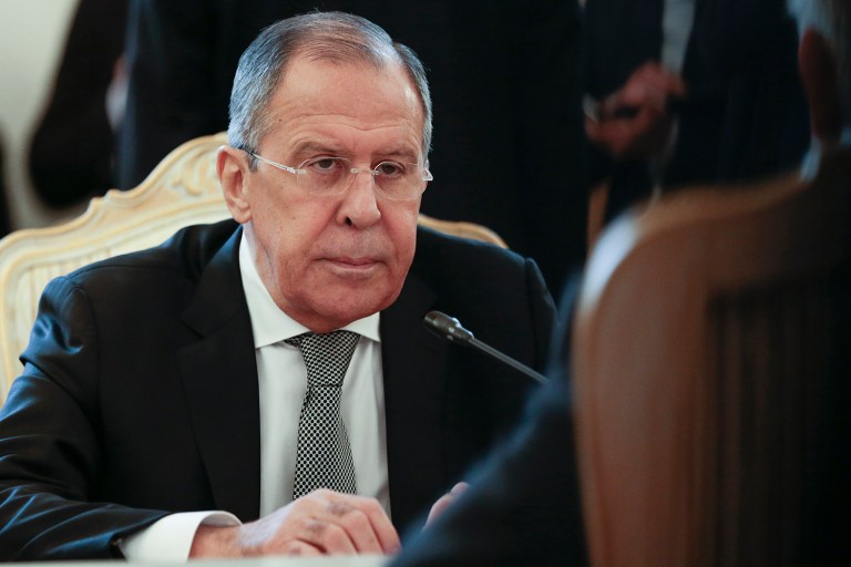 Russian Foreign Minister Sergey Lavrov listens to U.S. Secretary of State Rex Tillerson during their talks in Moscow, Russia, Wednesday, April 12, 2017. (AP Photo/Ivan Sekretarev)
