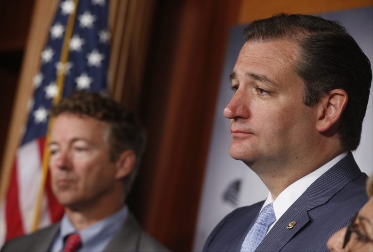 Sen. Ted Cruz, R-Texas, right, and Sen. Rand Paul, R-Ky., shown here July 16, are seen as conservative insurgents. (AP Photo/Charles Dharapak)