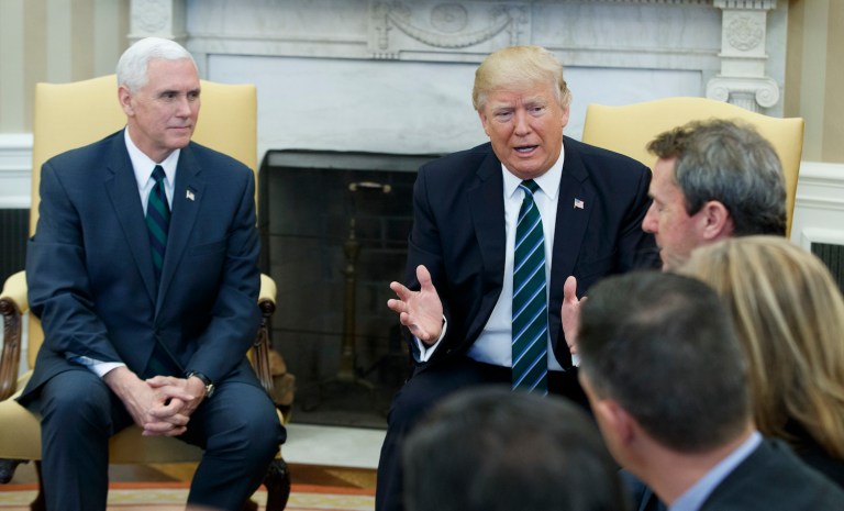 Amid wavering GOP support, Trump has spent the last two weeks meeting with critics of the Republican plan. (AP Photo/Evan Vucci)