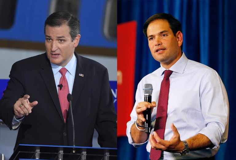 The rivalry between Sens. Ted Cruz of Texas and Marco Rubio of Florida boiled over on Thursday. (AP Photos)