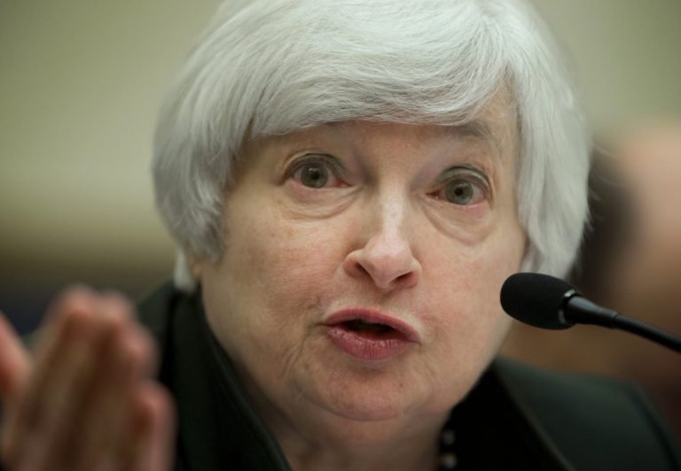 FILE - In this July 16, 2014 file photo, Federal Reserve Chair Janet Yellen gestures as she testifies before the House Financial Services Committee hearing entitled: 